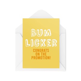 Tongue in Peach Funny Cards Congratulations Card for Promotion Bum Licker New Job Work Colleagues Greeting Card Funny Humour Laughter Banter Joke Fun CBH92
