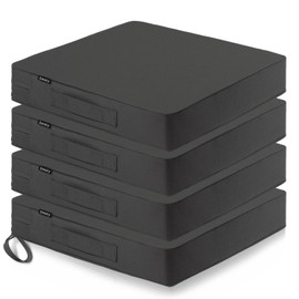 Dmsky Patio Chair Cushion,19 x 19 x 3.7 Inch Outdoor Chair Cushions for Patio Furniture,Waterproof Seat Cushions with Ties, Garden Sofa Couch Chair Pads with Handle Set of 4(Gray)