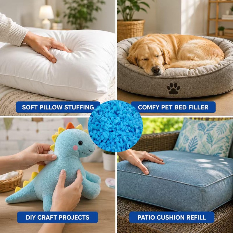 Blue 10Ibs Shredded Memory Foam Filler for Bean Bags, Pillows