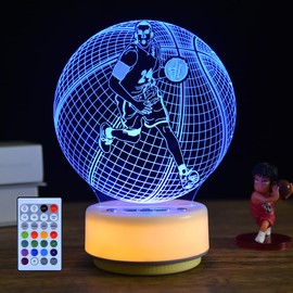 Basketball Night Light Sports Table Mood Lamp,14 Colors Pattern & Warm White Luminous Base Desk Light, Entity Key/Timer/Remote Control/Dimmable,Basketball Gifts /Birthday Gifts Toys for Boys/Men