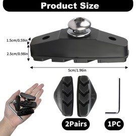2 Pairs Road Brake Pads 50mm V Brake Pads with Installation Tool Bike Caliper Brake Blocks Universal Bicycle Brakes Rubber Blocks for Road Mountain Bikes Black