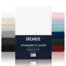 Dreamzie Fitted Sheet 80 x 200 cm - 100% Microfraser - Fitted Sheet for Thick Mattresses up to 30 cm - White - Tested for Harmful Substances (Oeko Tex), Bed Sheet with Elastic Band