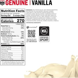 Muscle Milk Genuine Protein Powder, Vanilla Creme, 32g Protein, 4.94 Pound, 32 Servings