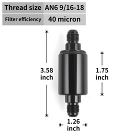 CNWZYMX AN6 Fuel Filter 40 Micron Inline Gasoline Filter Automotive Replacement Stainless Steel Element Aluminum Housing