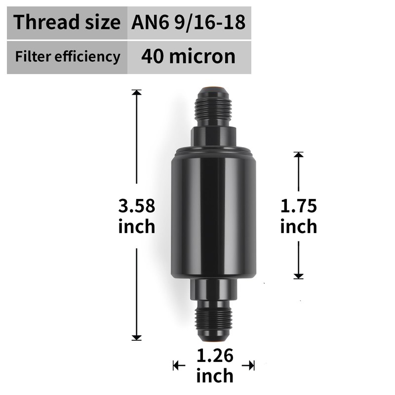 CNWZYMX AN6 Fuel Filter 40 Micron Inline Gasoline Filter Automotive