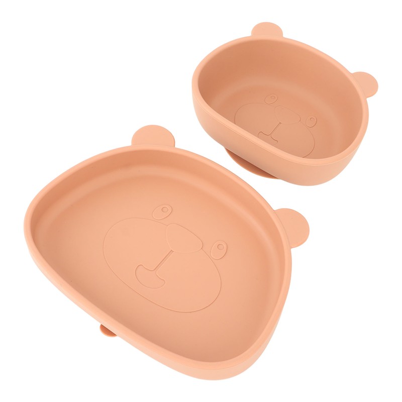 4pcs Children Plate Utensils Set Silicone Suction Bowls Set Toddler