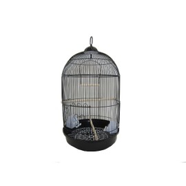 YML A1564 Bar Spacing Round Bird Cage, Black, Small