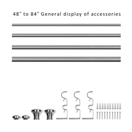eTeckram 1" Double Curtain Rod with Trumpet Finials (Sand Nickel, 48''-84'')