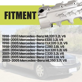 Aluminum Valve Cover Right Passenger Side Compatible with Mercedes CLK320 SLK320 E320 ML320 C320 ML350 C240 C280 2.6L 2.8L 3.2L 3.7L 1998-2005