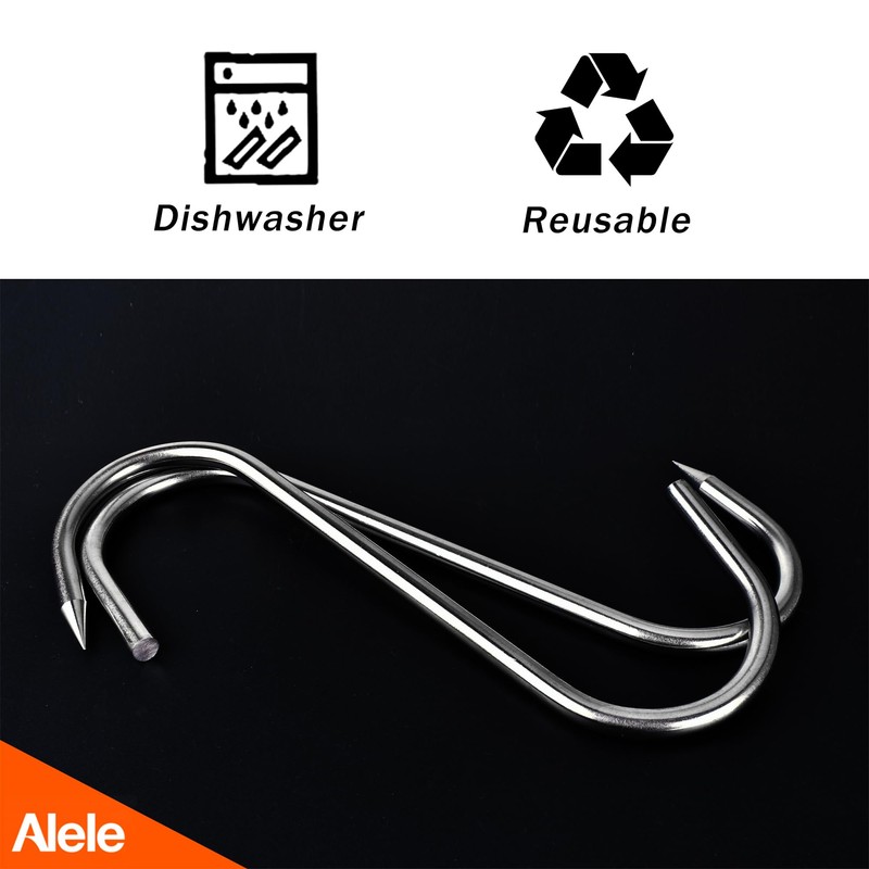 Alele 8 Inch Meat Hook Heavy Duty Stainless Steel Butcher