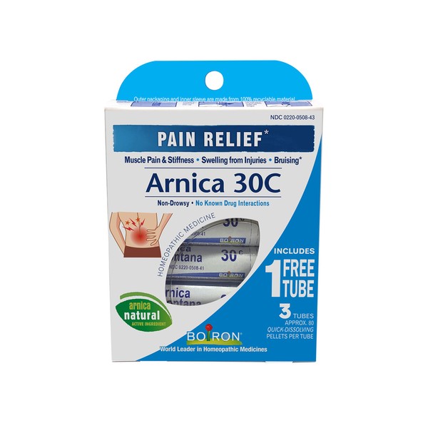 Boiron Arnica Montana 30C (Pack of 3 80-Pellet Tubes), Homeopathic Medicine for Pain Relief