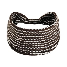 Headband Headwrap Sweatband Bandanna Biker Wrap Stretch Pretied White Over Brown Zig Zag Pattern