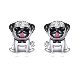 Pug Stud Earrings for Women S925 Sterling Silver Cute Pug Jewelry Gifts for Animal Lovers