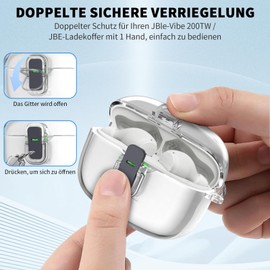 Protective Case for JBL Vibe Beam, MOWYEOK Transparent TPU Safety Lock Housing, Applicable to the JBL Vibe Beam/JBL Wave 200TWS Earphones, with Carabiner (Transparent)