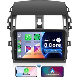 8 Core 8+128G Car Radio Stereo for Toyota Corolla 2009 2010 2011 2012 2013 Android, 9’’ Head Unit Touch Screen Wireless Carplay Android Auto Mirror Link GPS Wifi Bluetooth FM RDS DSP Backup Camera SWC