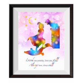 Uhomate Princess Jasmine and Aladdin and Jasmine Home Canvas Prints Wall Art Inspirational Quotes Wall Decor Living Room Bedroom Bathroom Artwork C079 (11X14)