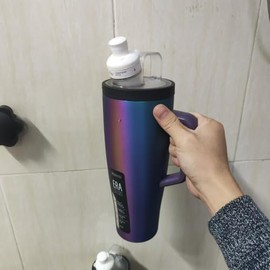 Funnacle Tumbler Adapter for BrüMate Era 40 oz With Integrated cartridge Lid｜BrüMate Era tumbler adapter with straw Fits BrüMate Era 40 oz Tumblers (Transparent & Black Gasket)