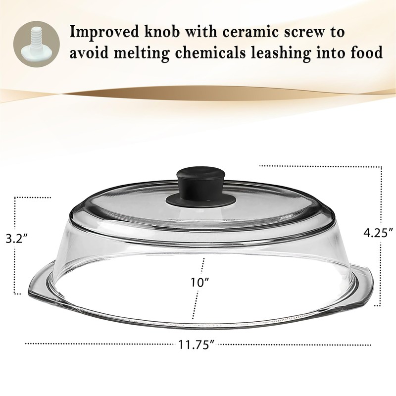 Le’raze Tall Glass Microwave Splatter Cover for Food - Cookware