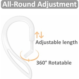 ALXCD Earhooks Eartips Compatible with AirPods 4 4th Gen, 1 Pair Anti-Slip Adjustable Soft Earhook, 1 Pair Silicon Ear Hook, 2 Pairs Silicon Eartips Hook Compatible with AirPods 4 1ch+1h+2s White