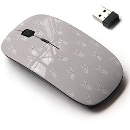 2.4G Wireless Mouse with Cute Pattern Design for All Laptops and Desktops with Nano Receiver - Easter Design Bunnies