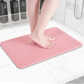 Hargiis Non-Slip Bathtub Mat, Anti Slip Shower Mat, Fast Drying Bathtub Mats, Foot Scrubber Mat, Anti Slip Mat for Tub, Floor, Bathroom, Kitchen, Home, Hotel (Pink 24"×16")