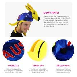 I LOVE FANCY DRESS Australian Kangaroo Hat with Cape - Aussie Novelty Hat - Australia Day - Pack of 1