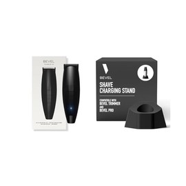 Bevel Beard Travel Trimmer SE for Men - Lightweight and Cordless, 4 Hour Rechargeable Battery Life, Tool Free Adjustable Zero Gapped Blade, Barber Supplies, Black, and Charging Stand