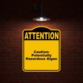 Caution Potentially Hazardous Algae Attention Yellow Black Aluminum Composite Sign 20 x 24 inches
