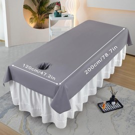 Massage Bed Sheet with Face Hole Beauty Salon Spa Bed Replacement Cover Waterproof Spa Treatment Massage Sheet Set Machine-Washable for Salons Spa and Therapists (200x120cm)
