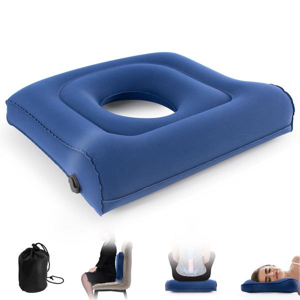 Multifunctional Seat Cushion,Inflatable Head Pillow,Adjustable Donut Pillow,Portable Backrest Cushion:Pressure Relief