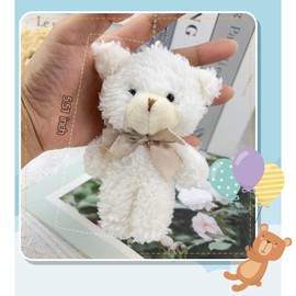YJUBAOA 12 pcs Mini Stuffed Teddy Bears 4.7 Inch Small Plush Teddy Bears Bulk for DIY Keychain Birthday Party Favor Baby Shower (White + Brown + Grey) (Classic)