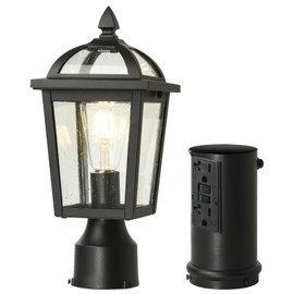 Moonlok Dusk to Dawn Outdoor Posts Light with GFCI Outlet, Waterproof Pole Outdoor Lighting, Aluminum Post Lamp Lighting Fixture for Patio Garden Pathway