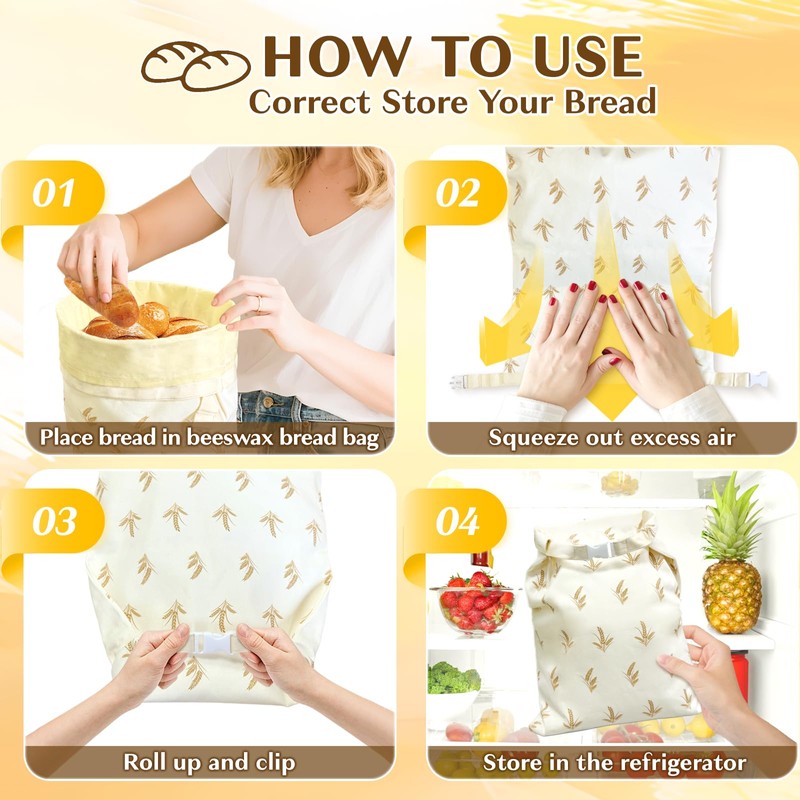 Reusable Beeswax Bags for Homemade Sourdough Bread, Detachable Easy-Clean Design