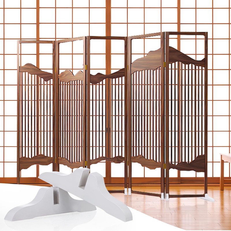DECHOUS 2Pcs Room Divider Feet, Folding Room Divider Stand Wood