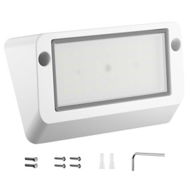 Dual-Color Exterior RV Porch Light LED - 1400 Lumen 12V Waterproof Floodlight for Campers, Trailers Outdoor - IP67 All-Weather Aluminum Fixture - White/Amber Switchable via RV Control (1- Pack)