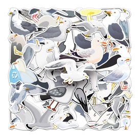 50 Pcs Seagull Vinyl Stickers,Seagull Graffiti Stickers,Vinyl Waterproof Sticker for Kids Teens Girls,for Phone Laptop Bottles Skateboard Computer Phone Luggage Guitar Gifts Sticker