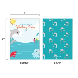 Dolphin Style 3 Happy Birthday Invitations Invite Cards (10 Count) with Envelopes Boys Girls Kids Party (10ct)