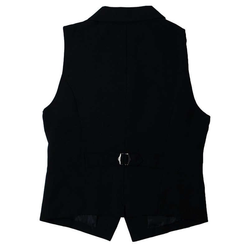 Arbe AS8062-10 Women's Collared Vest Black Formal Cafe Restaurant Waitress