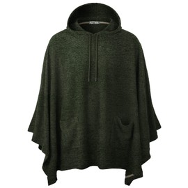 Ohoo Men's Hooded Poncho Cape Cloak Fashion Hoodie Pullover with Pockets / DCF702-KHAKI-M