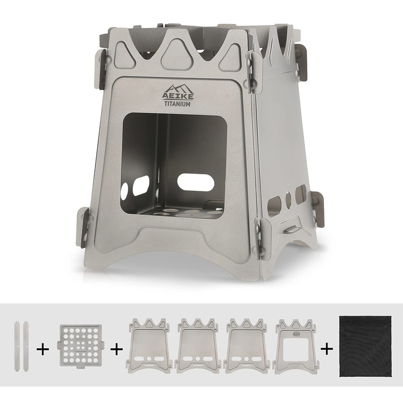 Camping Wood Stove Portable Folding Lightweight Titanium Wood Burning Backpacking