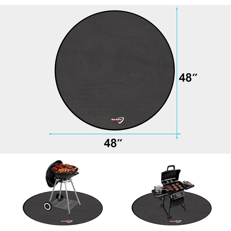DocSafe 48" Round Fire Pit Mat, 4-Layer Fireproof Under Grill