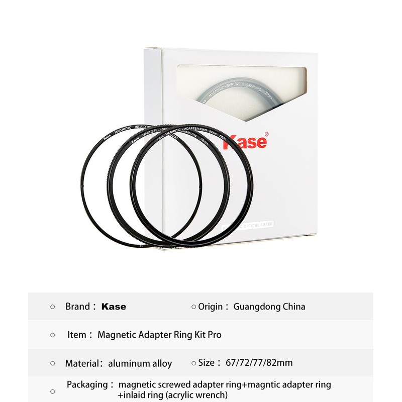 Kase IDIY Inlaid Adapter Kit Converts Conventional Screw-in Filter to