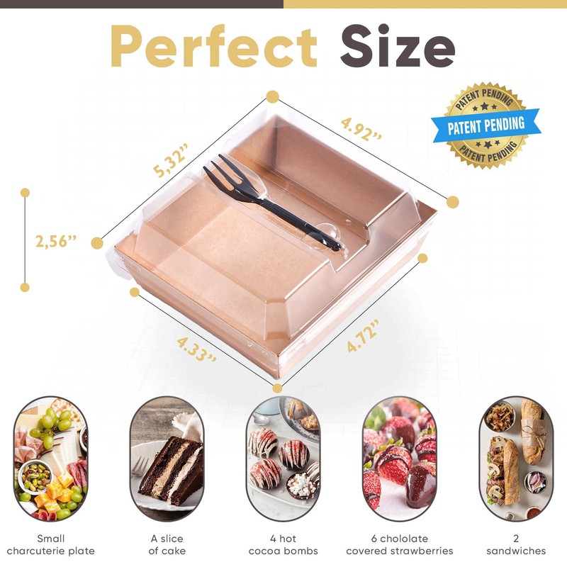 Leafiew 50 Pack Small Charcuterie Boxes with Clear Lids and