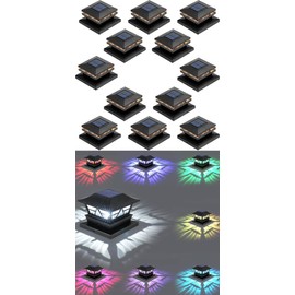 Viewsun 12 Pack Solar Post Cap Lights and 8 Pack Solar Post Lights Outdoor Waterproof RGB Color Changing Modes