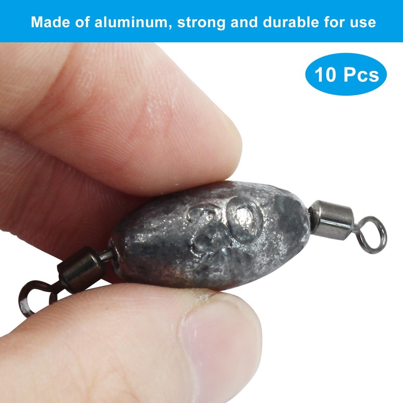 Uenhoy 10 Pcs Fishing Weights Inline Trolling Fishing Sinker Tackle