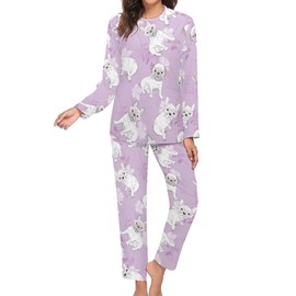 AuHomea French Bulldog Women's Two Piece Pajamas Set Long Sleeve Sweatshirt with Long Pants Plus Size Loungewear 3XL