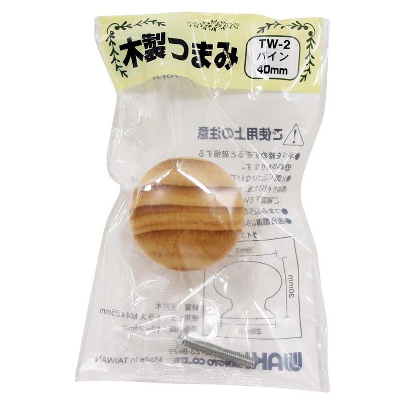 WAKI TW-002 Wooden Knob Pine 1.6 inches (40 mm)