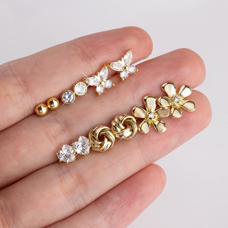 Alexcraft Stud Earrings 925 Silver Earrings Set for Women Multiple