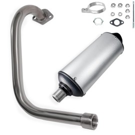 JMCHstore Performance Long Exhuast Pipe Muffler for Coleman BT200X CT200U EX KT196 196 Mini Bike Go Kart Predator 212 224 Honda GX160 Clone Engine Baja Warrior MB200 Parts (Silver)