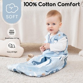 Yoofoss Baby Sleep Sack 6-12 Months 0.5 Tog Wearable Blanket for Baby, 3 Pack 100% Cotton Infant Toddler Sleeping Sack 2-Way Zipper Lightweight Sleep Sack